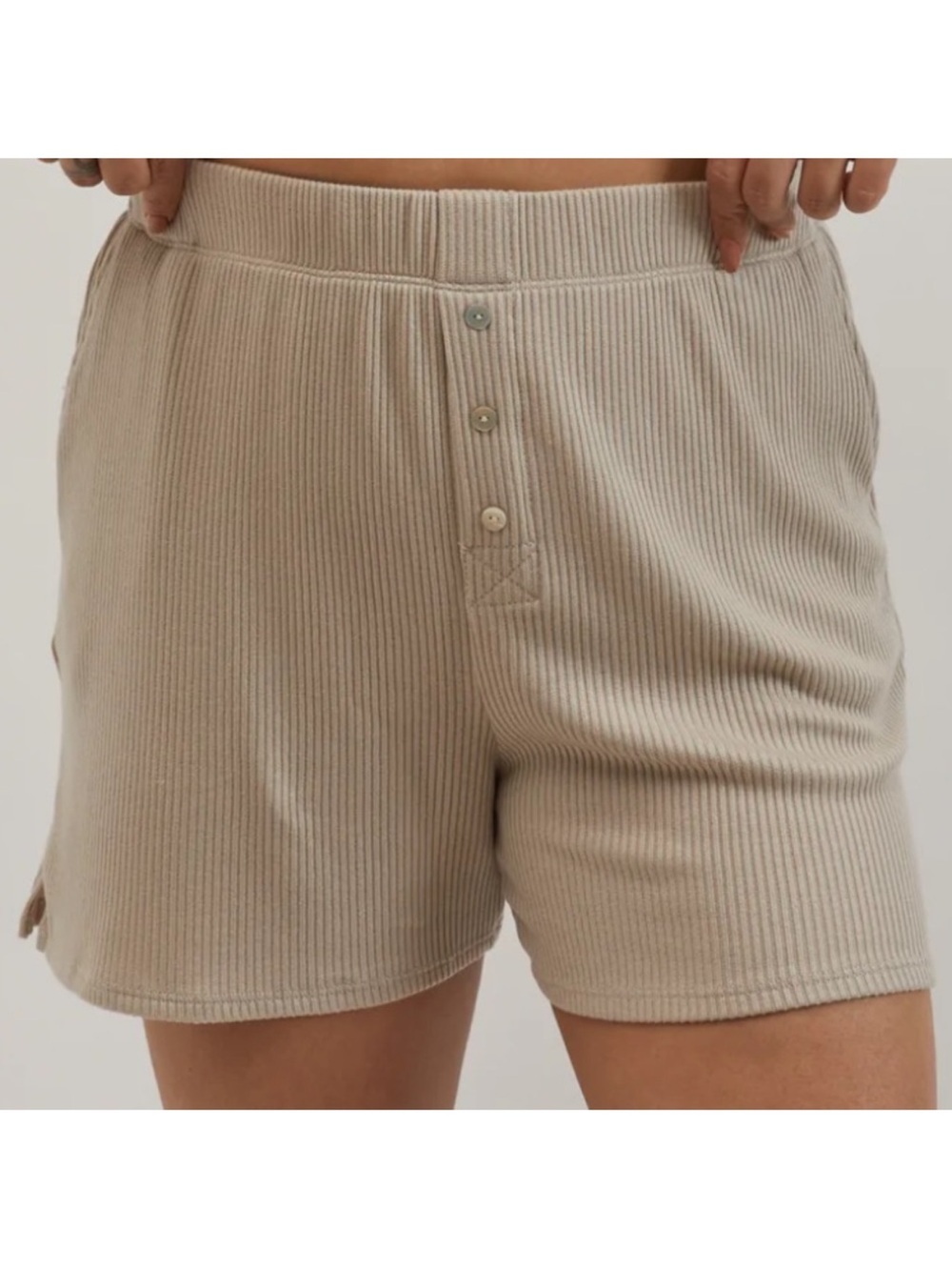 DONNI Butter Short — Stone Ribbed Size XS